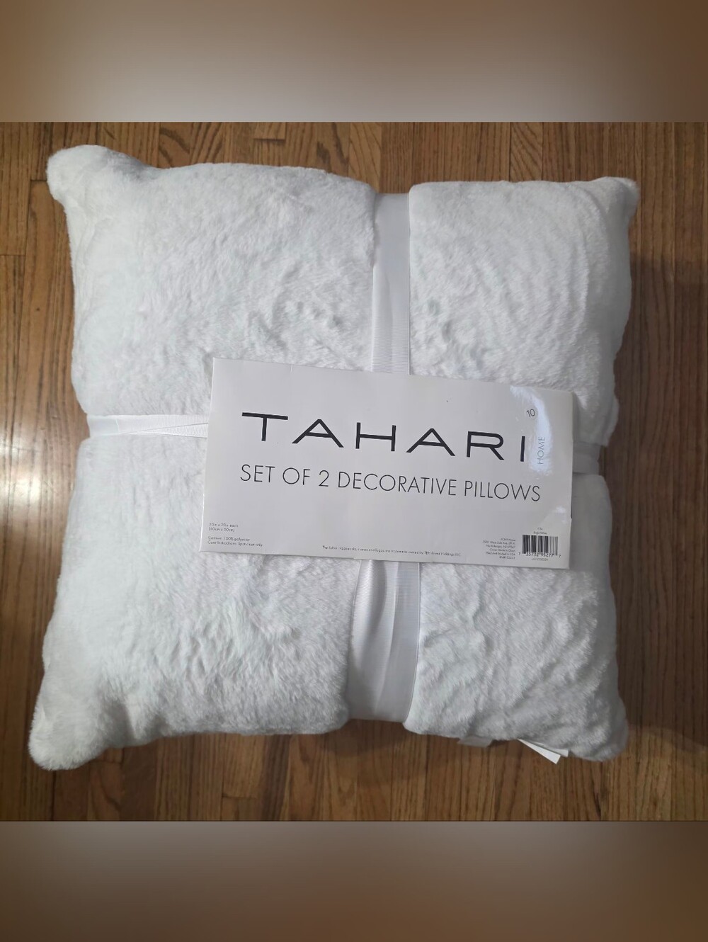 Tahari White Faux Fur Decorative Pillow Set of 2